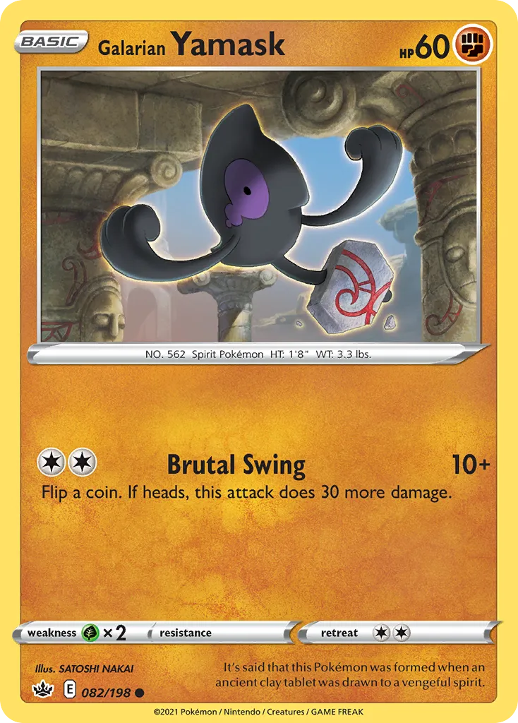 2021 Chilling Reign Galarian Yamask #082/198 Common card image
