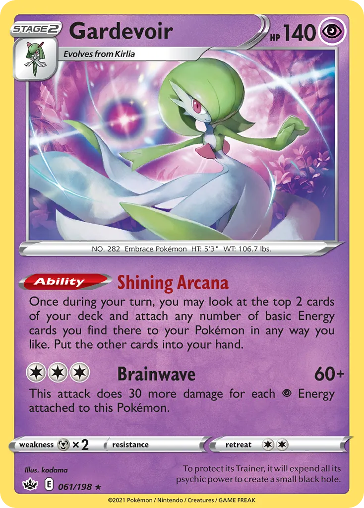 2021 Chilling Reign Gardevoir #061/198 Rare Holo card image