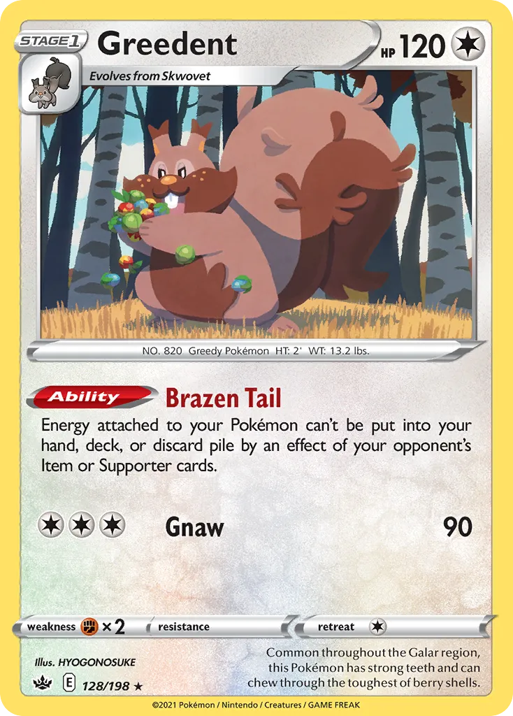 2021 Chilling Reign Greedent #128/198 Rare Holo card image