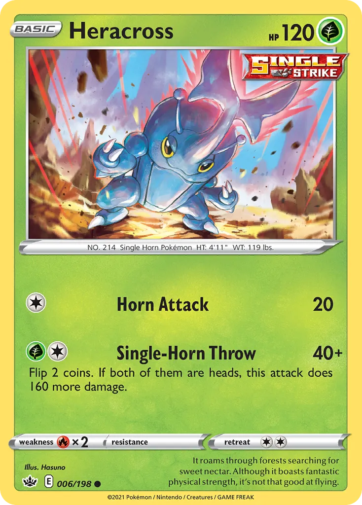 2021 Chilling Reign Heracross #006/198 Common card image