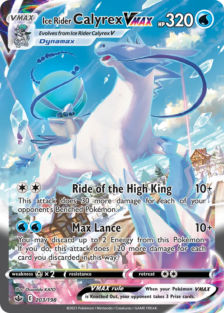2021 Chilling Reign Ice Rider Calyrex VMAX #203/198 Rare Rainbow card image