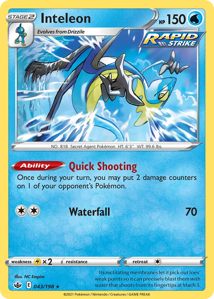 2021 Chilling Reign Inteleon #043/198 Rare Holo card image
