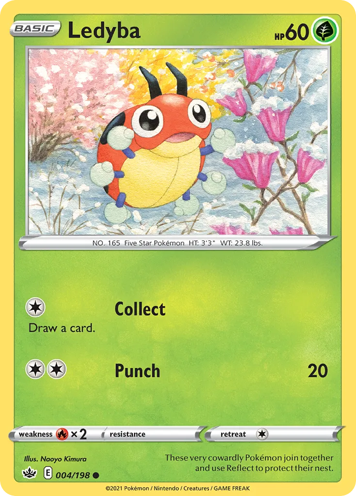 2021 Chilling Reign Ledyba Common #004/198 Common card image