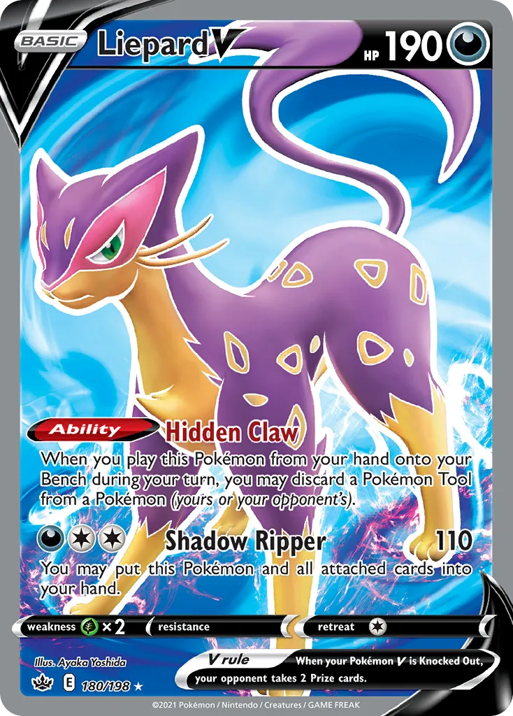 2021 Chilling Reign Liepard V #104/198 Rare Holo V card image
