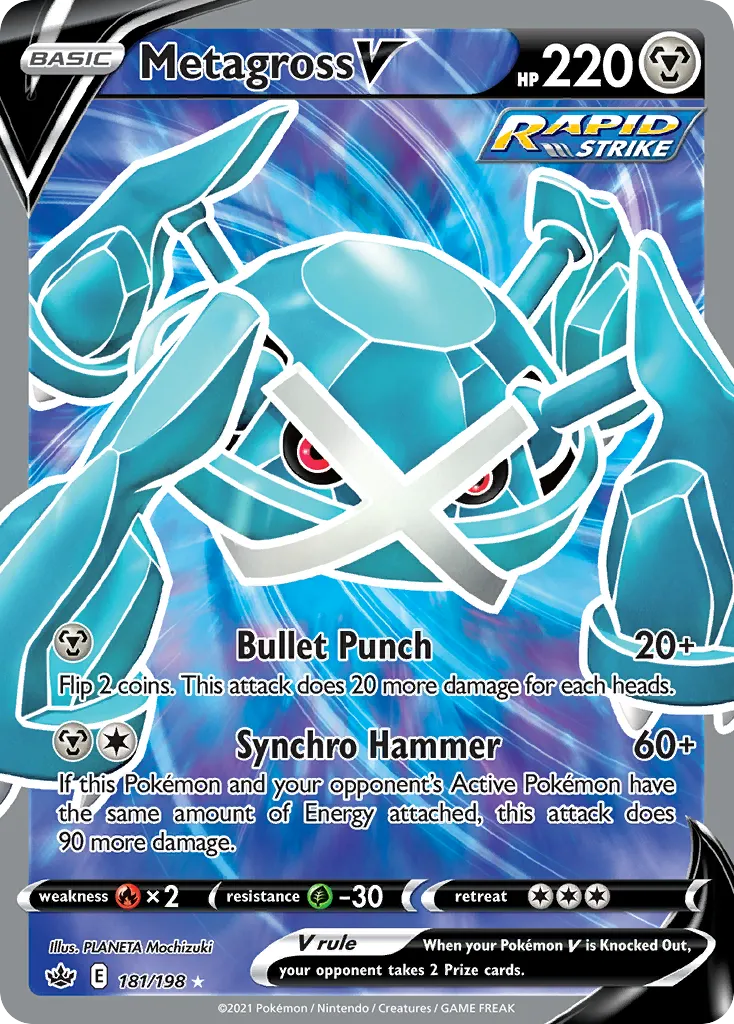 2021 Chilling Reign Metagross V #112/198 Rare Holo V card image