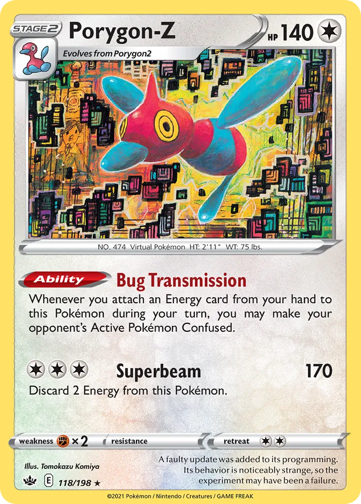 2021 Chilling Reign Porygon-Z #118/198 Rare Holo card image