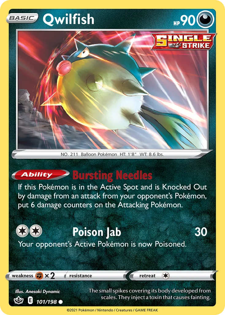 2021 Chilling Reign Qwilfish Common #101/198 Common card image