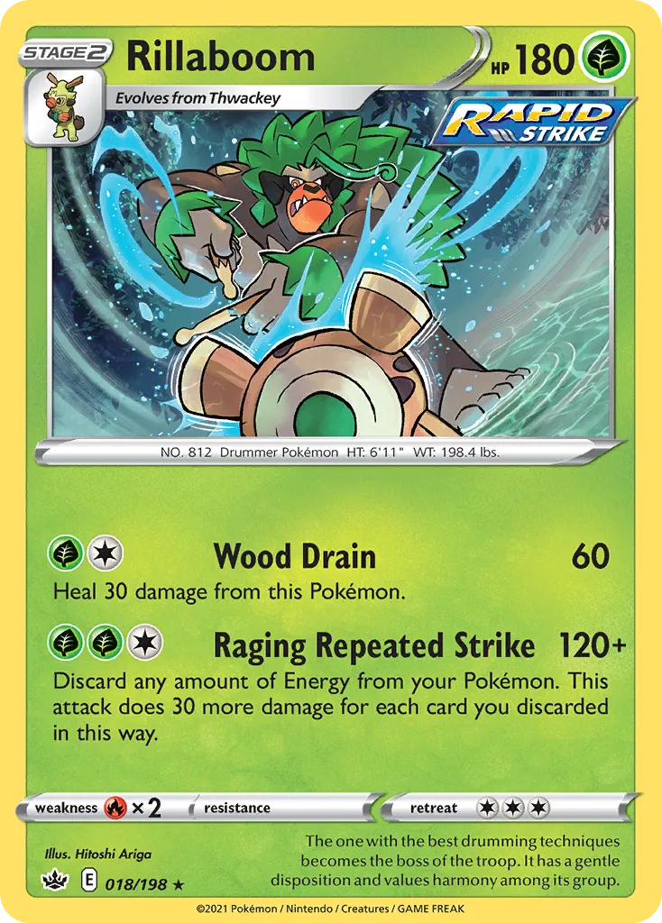 2021 Chilling Reign Rillaboom #018/198 Rare Holo card image