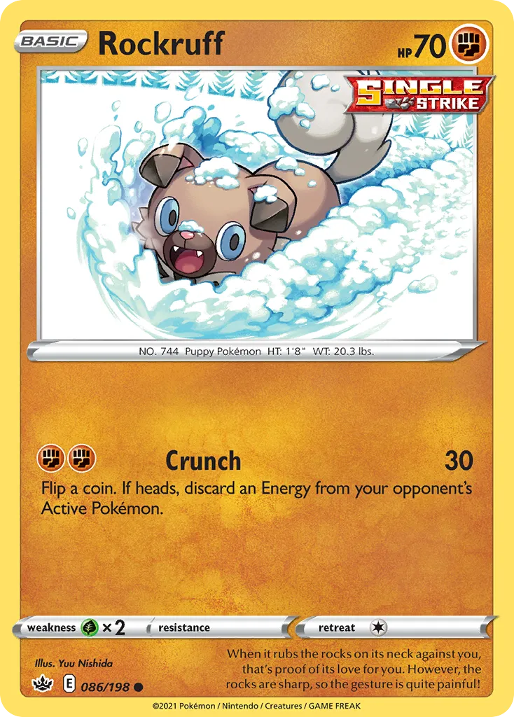 2021 Chilling Reign Rockruff Common #086/198 Common card image