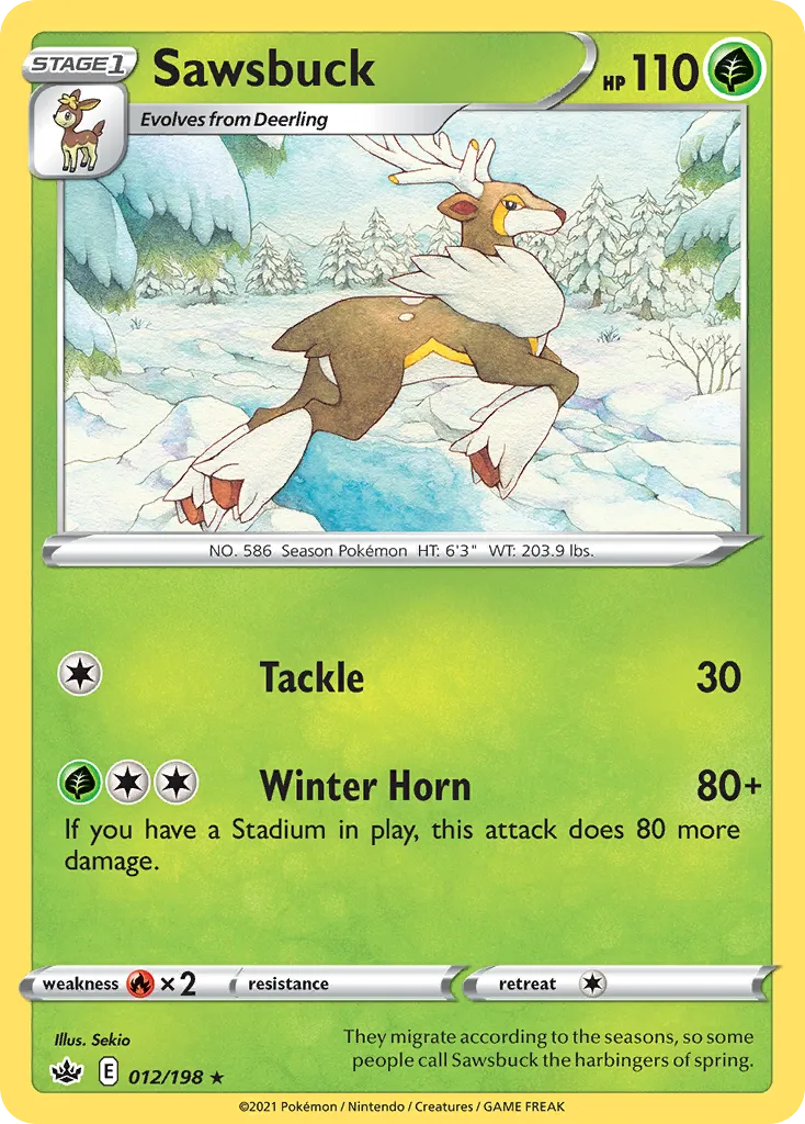 2021 Chilling Reign Sawsbuck #012/198 Rare card image