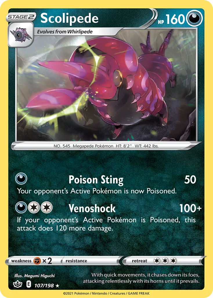 2021 Chilling Reign Scolipede #107/198 Rare card image