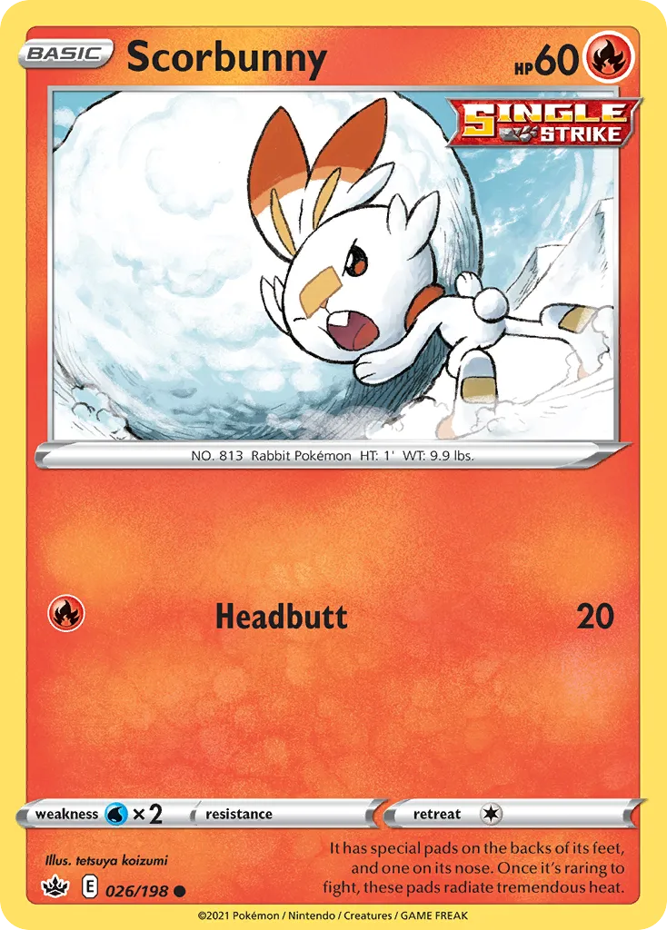 2021 Chilling Reign Scorbunny #026/198 Common card image
