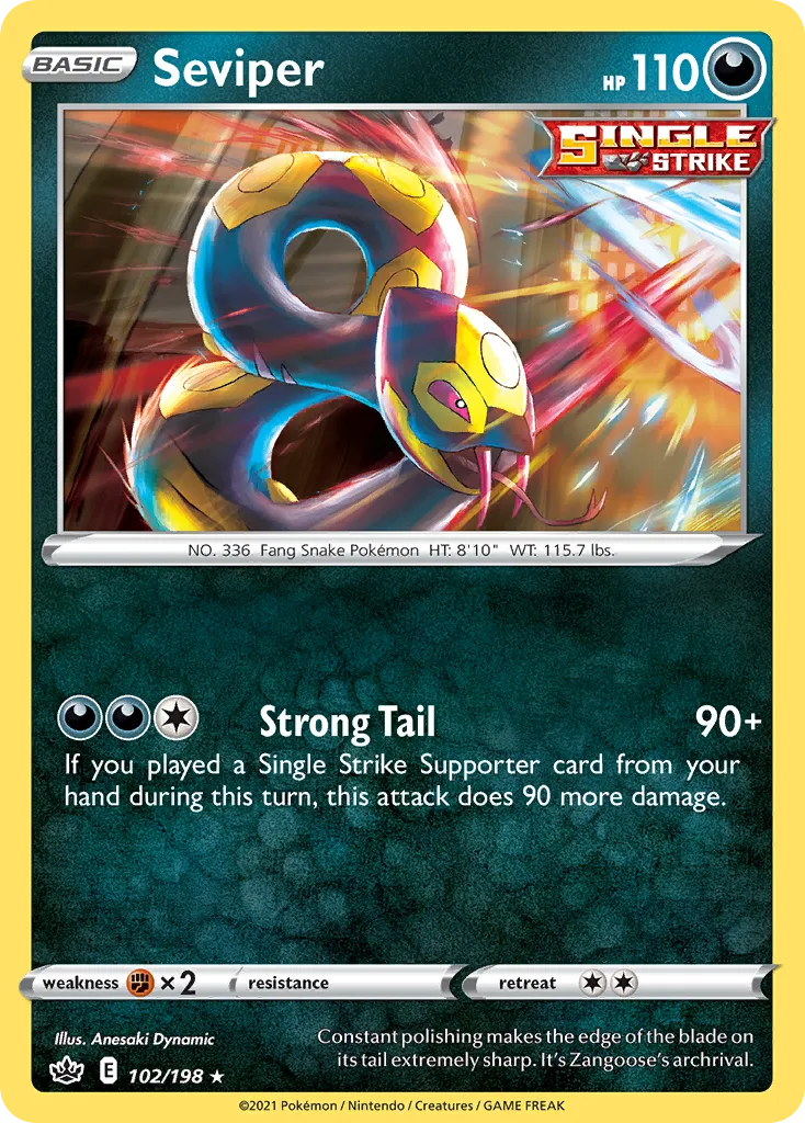 2021 Chilling Reign Seviper Rare #102/198 Rare card image