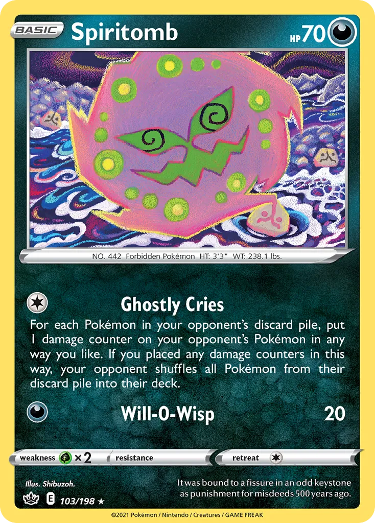 2021 Chilling Reign Spiritomb #103/198 Rare card image