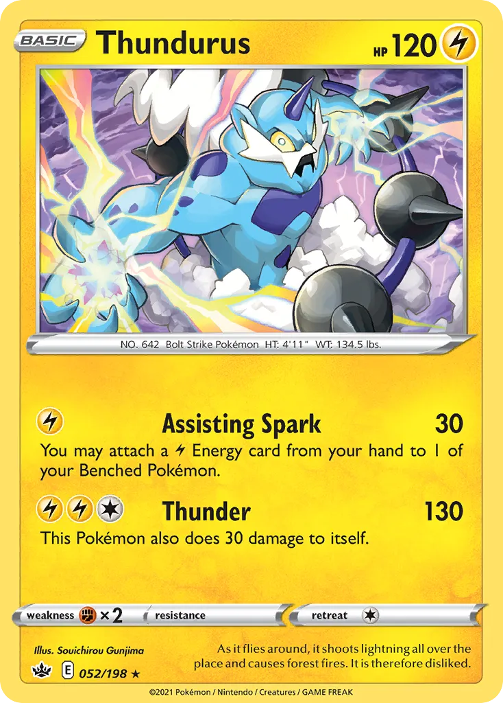 2021 Chilling Reign Thundurus #052/198 Rare Holo card image