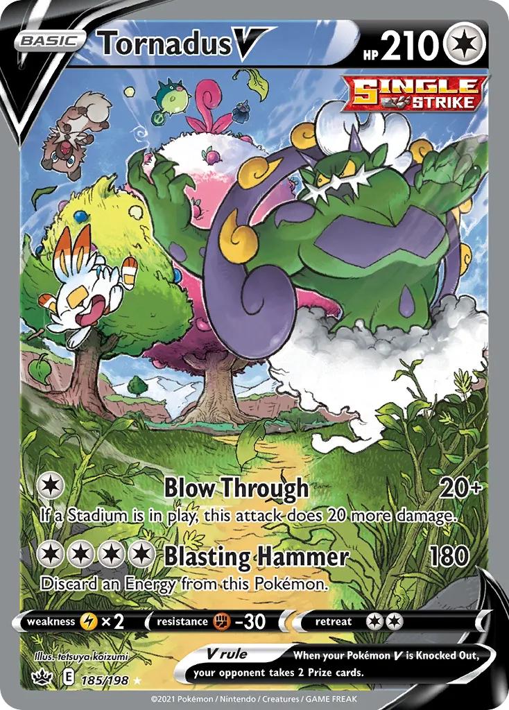 2021 Chilling Reign Tornadus V #184/198 Rare Ultra card image