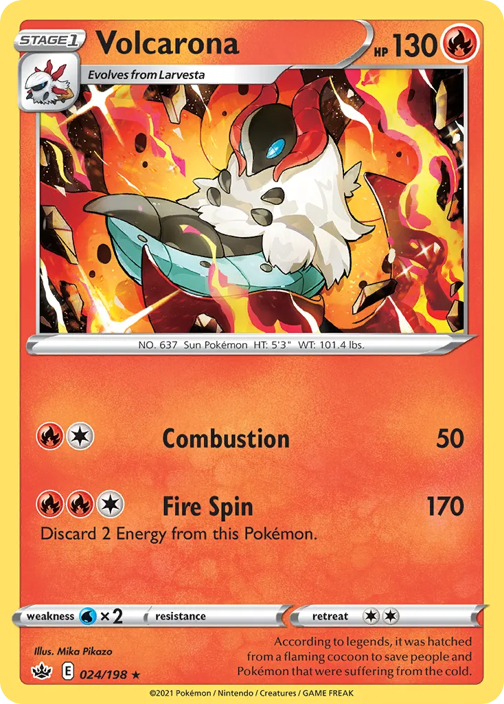 2021 Chilling Reign Volcarona #024/198 Rare card image