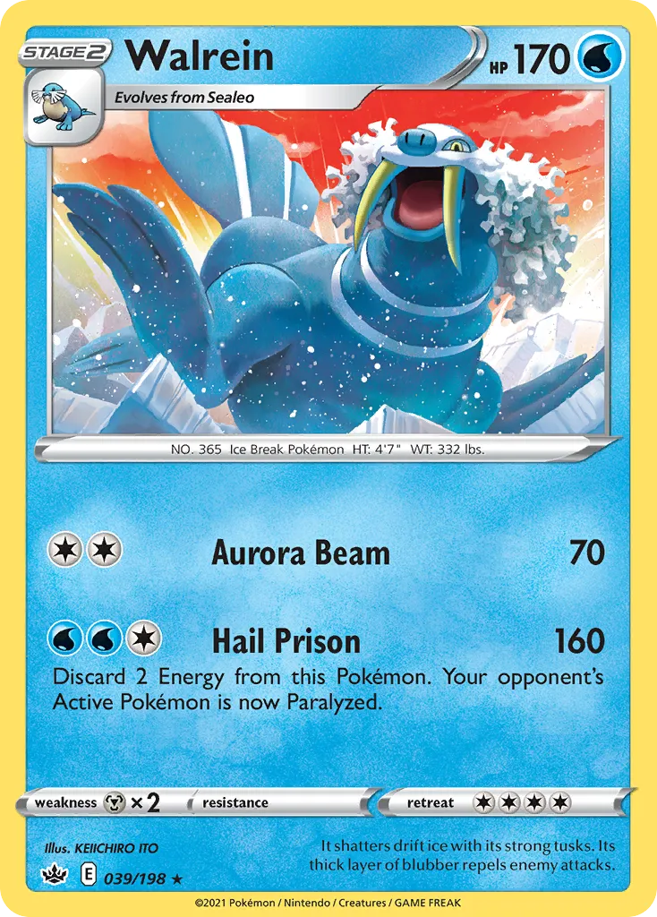 2021 Chilling Reign Walrein #039/198 Rare card image