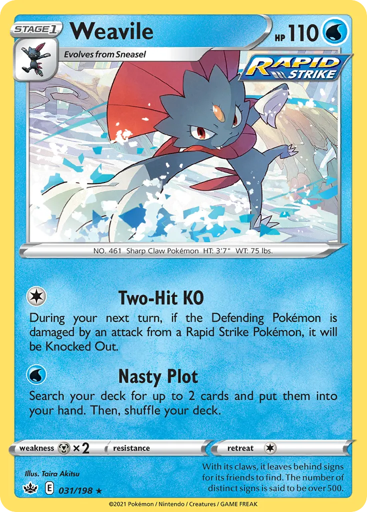 2021 Chilling Reign Weavile #031/198 Rare Holo card image