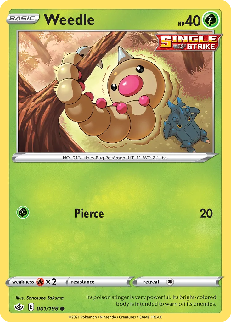 2021 Chilling Reign Weedle Common #001/198 Common card image
