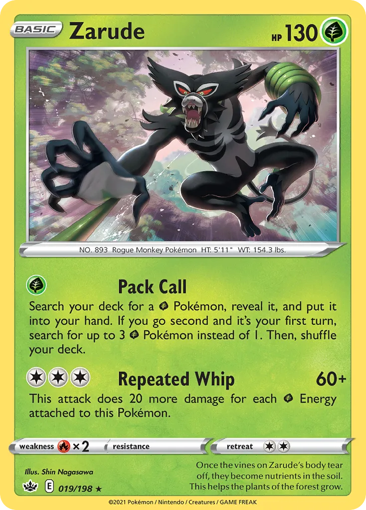 2021 Chilling Reign Zarude #019/198 Rare Holo card image