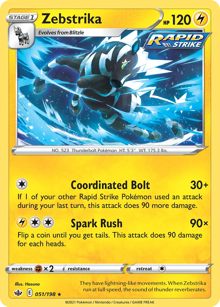 2021 Chilling Reign Zebstrika #051/198 Rare card image