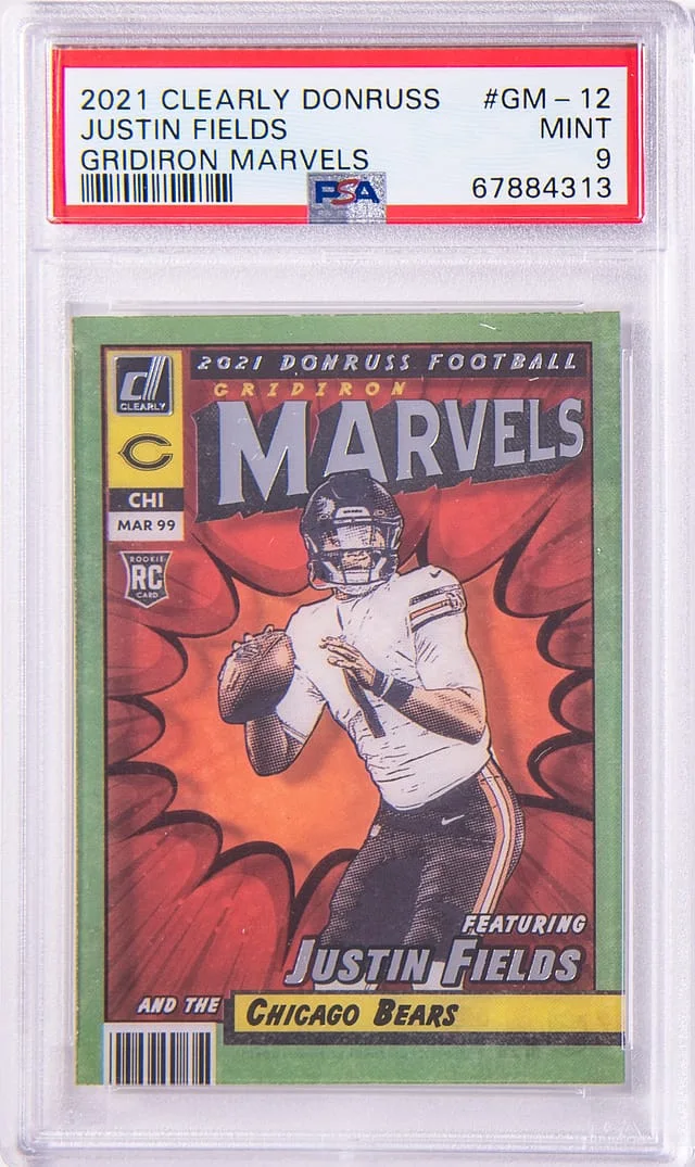 2021 Clearly Donruss Gridiron Marvels Justin Fields #GM-12 card image