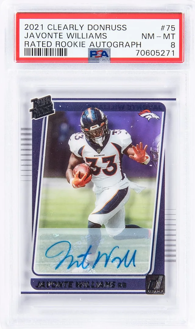 2021 Clearly Donruss Rated Autograph Javonte Williams #75 card image