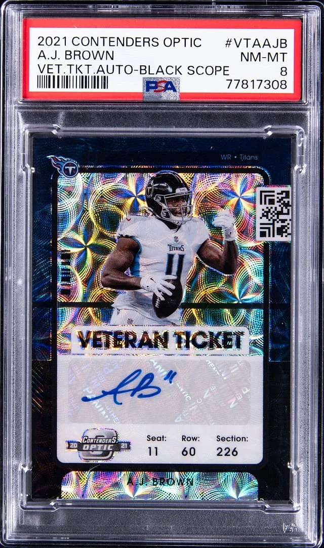 2021 Contenders Optic A.J Brown Veteran Ticket Auto-Black Scope #VTAAJB card image