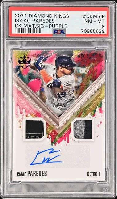 2021 Donruss Diamond Kings Isaac Paredes DK Material Signatures Purple #DKMS-IP card image