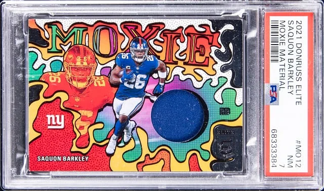 2021 Donruss Elite Saquon Barkley Moxie Material #MO12 card image
