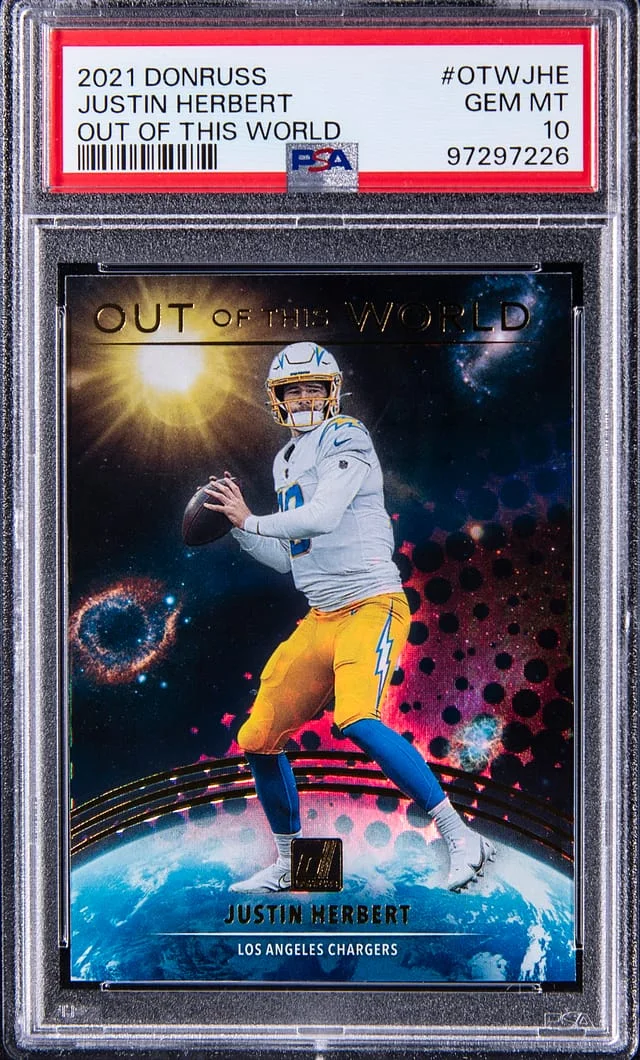 2021 Donruss Justin Herbert Out of This World #OTW-JHE card image
