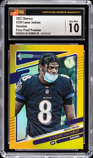 2021 Donruss Lamar Jackson Press Proof Premium #239 card image