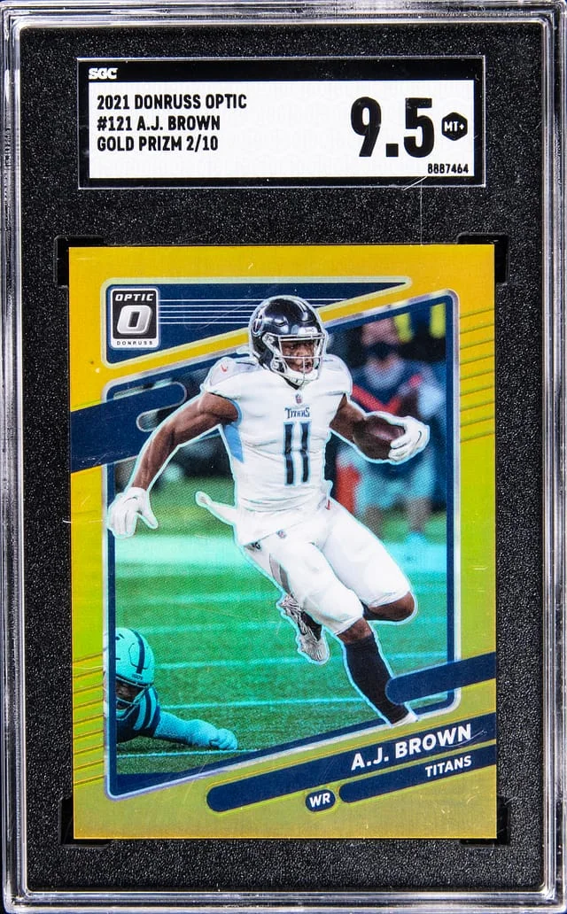 2021 Donruss Optic A.J. Brown Gold Prizm #121 card image