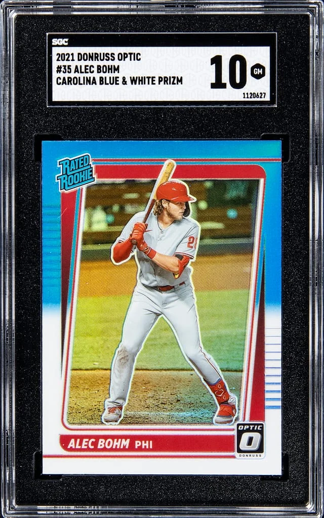 2021 Donruss Optic Alec Bohm Carolina Blue & White Prizm #35 card image