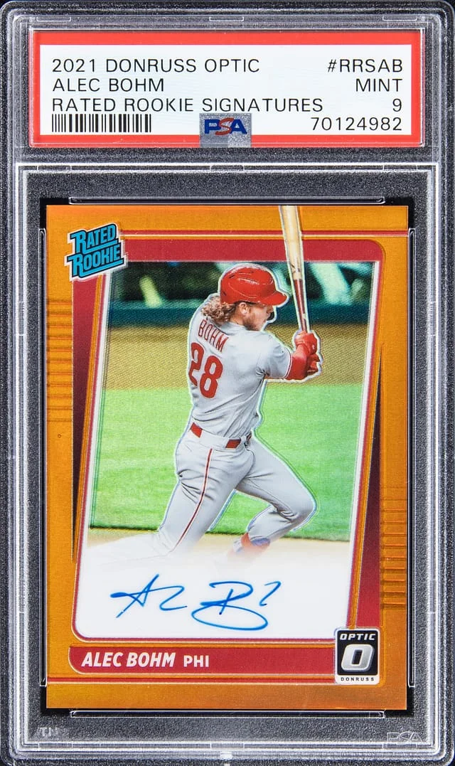 2021 Donruss Optic Alec Bohm Rated Signatures Orange Prizm #RRS-AB card image