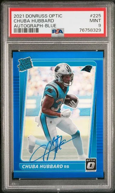 2021 Donruss Optic Chuba Hubbard Autograph-Blue #225 card image