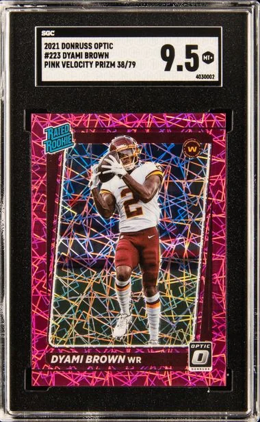 2021 Donruss Optic Dyami Brown Pink Velocity Prizm #223 card image
