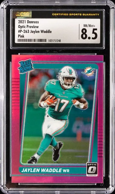 2021 Donruss Optic Jaylen Waddle Preview Pink #P-263 card image