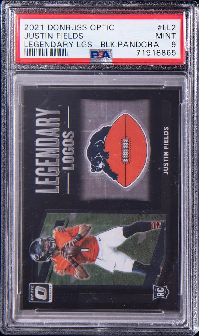 2021 Donruss Optic Justin Fields Legendary Logos Black Pandora #LL2 card image