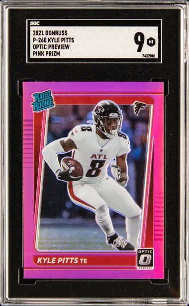 2021 Donruss Optic Kyle Pitts Preview Green Prizm #P-260 card image