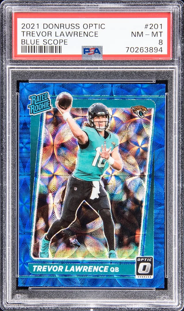2021 Donruss Optic Trevor Lawrence Blue Scope #201 card image