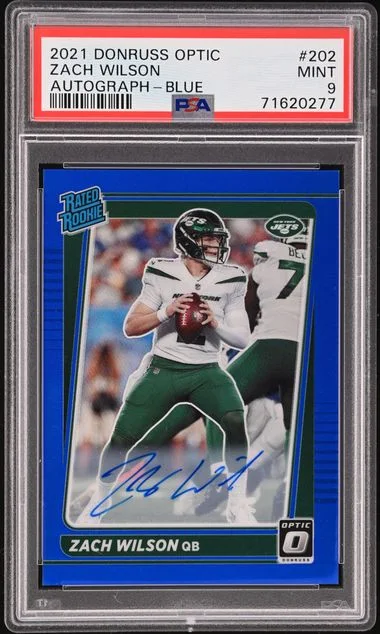 2021 Donruss Optic Zach Wilson Autograph Blue #202 card image