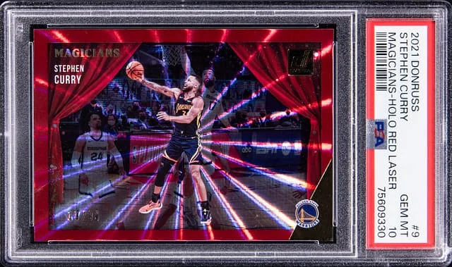 2021 Donruss Stephen Curry Magicians-Holo Red Laser #9 card image