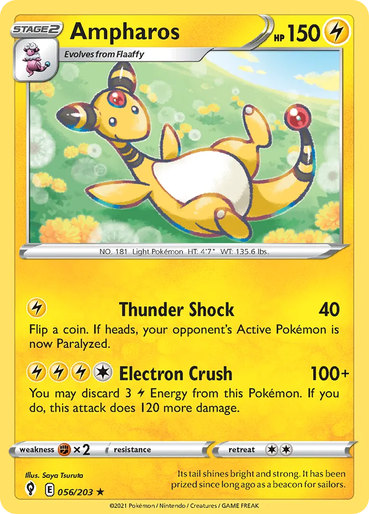 2021 Evolving Skies Ampharos #056/203 Rare card image