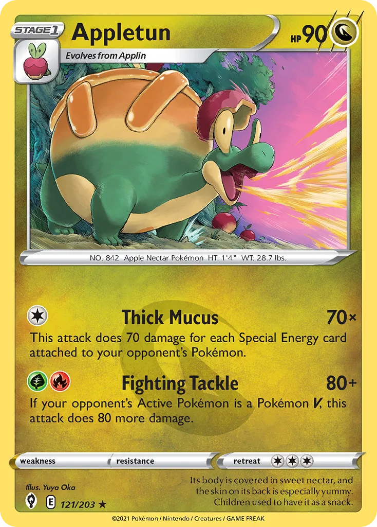 2021 Evolving Skies Appletun Rare #121/203 Rare card image