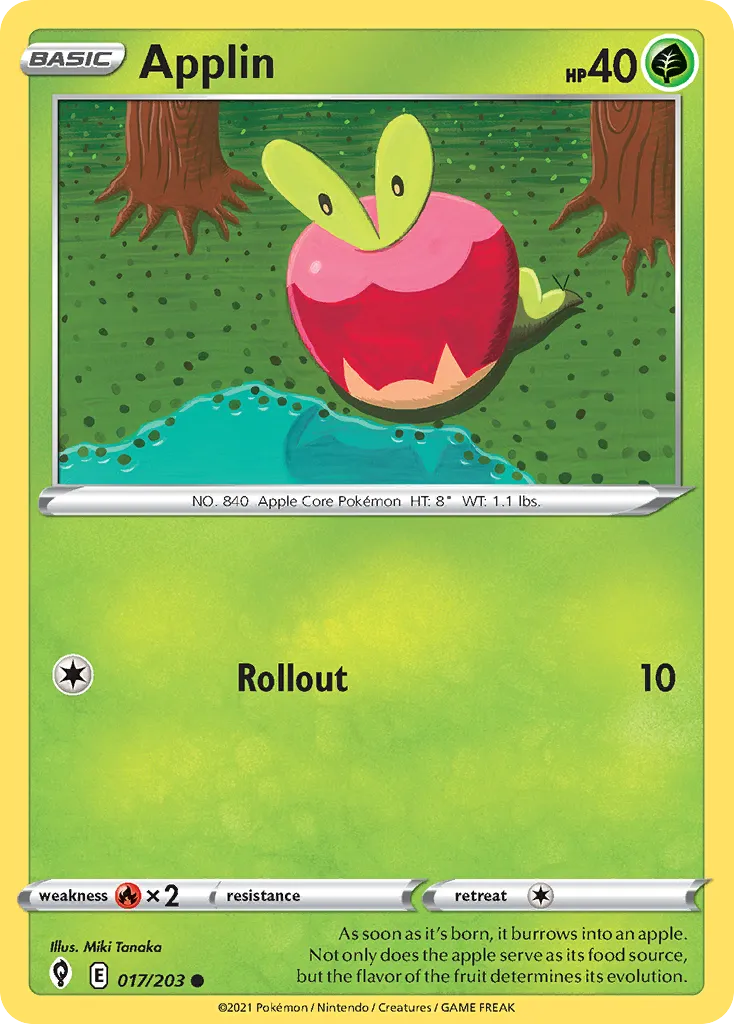 2021 Evolving Skies Applin Common #017/203 Common card image