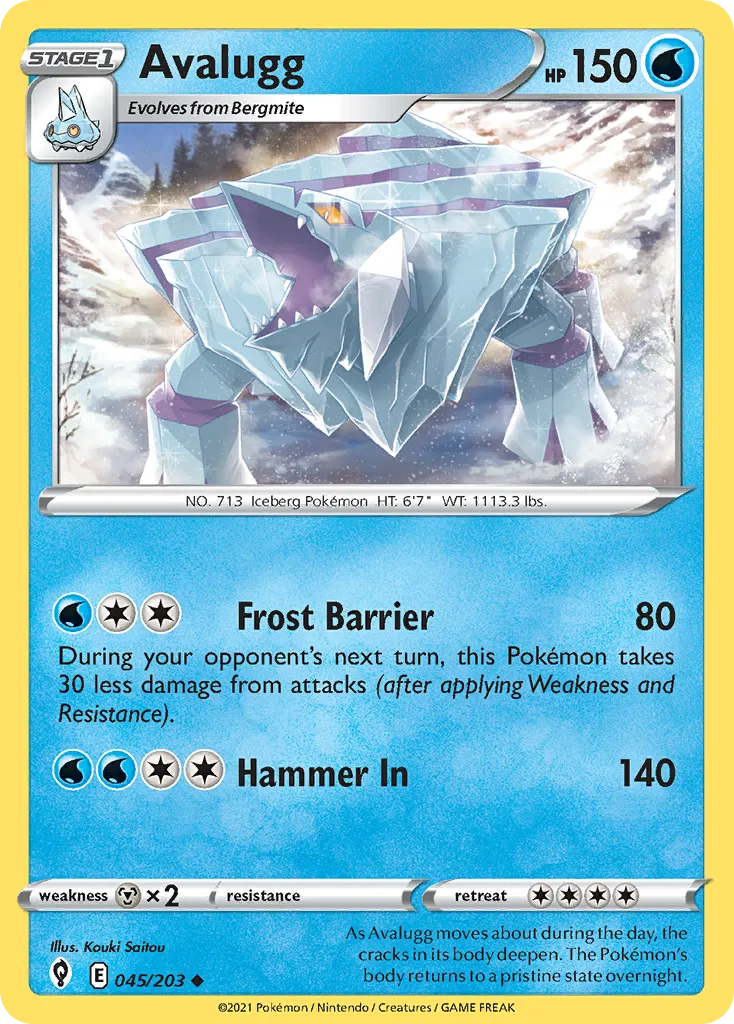 2021 Evolving Skies Avalugg Uncommon #045/203 Uncommon card image