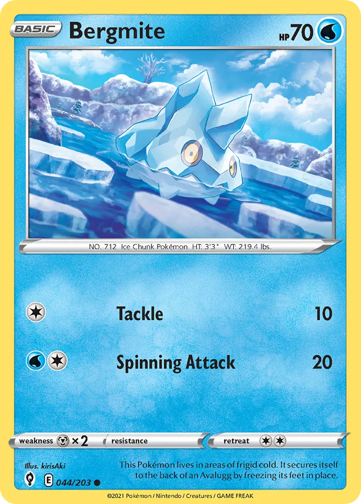 2021 Evolving Skies Bergmite Common #044/203 Common card image