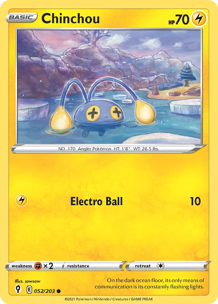 2021 Evolving Skies Chinchou Common #052/203 Common card image
